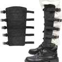 KUOIN Medieval Steampunk Faux Leather Leg Guards Knight Boot Cover Protector Gaiters with Buckles (Black)