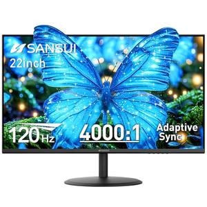 SANSUI 22 Inch 120Hz Monitor, FHD Computer Monitor 4000:1 Contrast Ratio with Adaptive Sync, HDR 100% sRGB, HDMI x 2, VESA Mount, Eye Care for Home/Office (ES-22X3AH, One HDMI Cable Included). - Missing Hardware