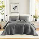 Comfort Spaces Charcoal Oversized King Quilt Set 120"x118" Bedspread Quilted Summer Lightweight Microfiber Bedding Coverlet with Double Sided Stitching Soft All Season Cozy 3 Piece with Matching Shams
