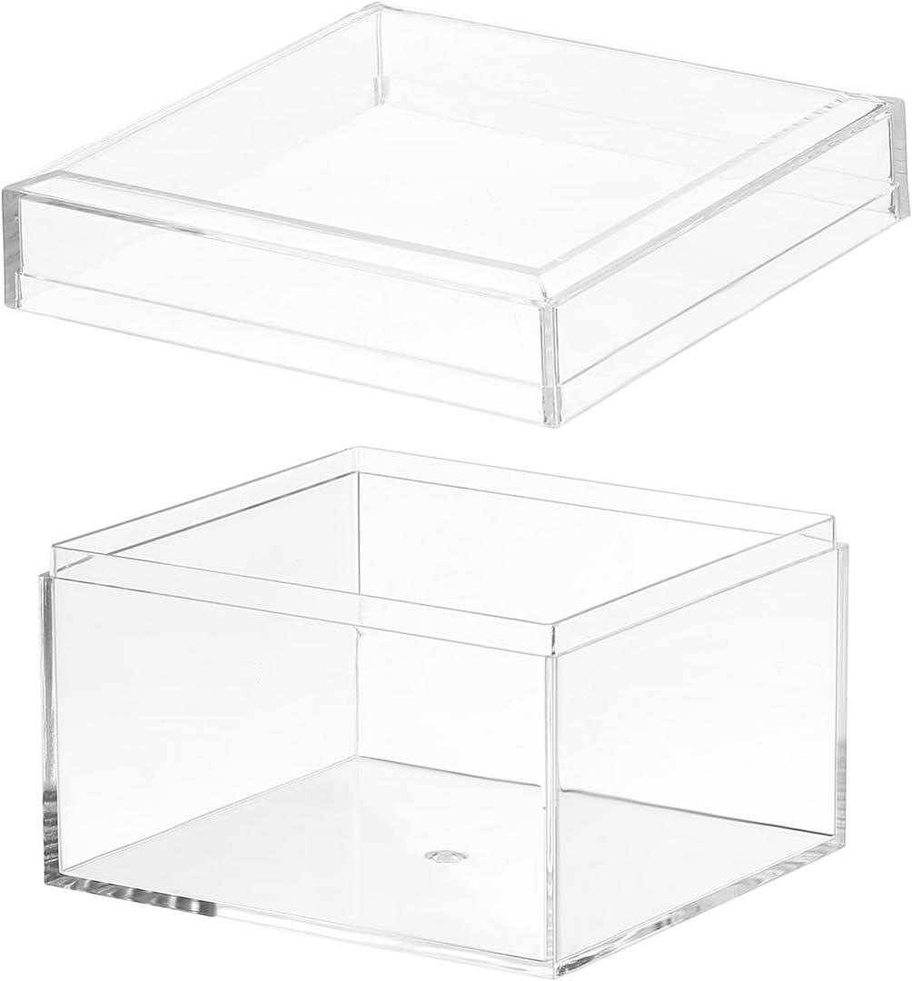 PATIKIL Acrylic Box with Lid 3.15" x 3.15" x 2.36", Clear Acrylic Display Boxes Plastic Square Cube Containers Storage Organizer for Candy Tiny Jewelry Artwork Display