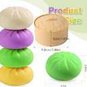 Dumpling Squishy Stress Balls with Steamer, Mystery Colorful Fidget Sensory Toys, Soft Anxiety Relief Squeeze Decompression Dough, Easter Stocking Stuffers Gifts (Yellow)