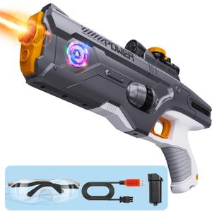 Skirfy Electric Water Gun for Adults Kids,High Powered Water Blasts with Light,Powerful Automatic Squirt Gun, Auto Refill Long Range,Pool Party Swimming Outdoor Summer Toy Game for Boy Girl (Grey)