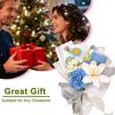 Crochet Flowers Bouquet, Crochet Rose Knitted Flower Bouquets for Valentine's Day, Mother's Day, Birthday for Woman, Man, Girlfriend, Wife, Lover, Mom (Blue-1)