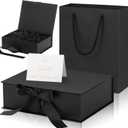 Zonon Gift Boxes with Lid and Ribbon 9 x 7 x 3'' Luxury Senses Gift Bags with Greeting Card Tissue Paper for Graduation Wedding Teacher Birthday Inspirational Present Decoration Party Favor(Black)