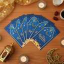 2 x Eid Mubarak Napkins, 100 Pcs Eid Mubarak Ramadan Paper Napkins Disposable, 2-Ply Blue Gold Star Moon Absorbent Paper Hand Towels for Bathroom Home Kitchen Mardi Gras Party Decorations Supplies