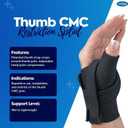Comfort Cool CMC Thumb Brace Restriction Split for Arthritis & Tendinitis Relief | Breathable Neoprene with Supportive Thumb Strap - Black, Left Hand, Medium (7 to 8 inches) | NC79564