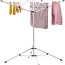 JS HANGER Indoor and Outdoor Portable Clothes Drying Rack with 4 Rotatable Arms for Hangers, 4 Legs, Collapsible Umbrella Laundry Air Dryer with 65 ft. of Hanging Space - Silver