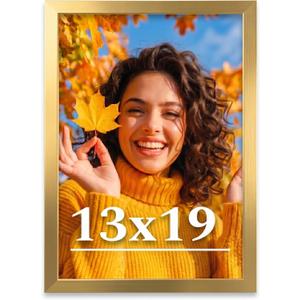 13x19 Picture Frame for Wall Display, 13x19 Gold Picture Frame with Shatter Resistant Plexiglass, Stable and Sturdy 13 x 19 Poster Frame for Wall Display, Handpicked Gift Collection, 1 Pack