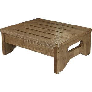 Wooden Step Stool for Adults & Kids, Non-Slip Rubber Feet, 6.5 INCH High, Lightweight Small Step, 450 LBS Capacity, Bed Step Stool for High Bed, Bathroom & Kitchen (Walnut)