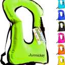 Inflatable Snorkel Vest Adults, Portable Snorkel Jacket, Buoyancy Vest for Snorkeling, Swimming, Kayaking, Boating, Safety Load Up to 220 Ibs (Green)