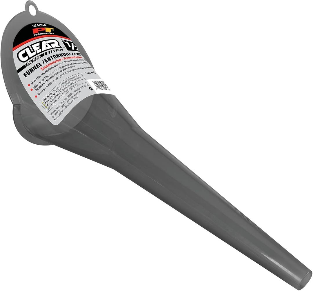 10 x Performance Tool W4054 Clear View Long Reach Funnel - 1/2 Pint, Multi-Purpose Fluid Handling