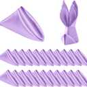 Homiest 24 Pack Satin Napkins - Light Purple, 17x17 Inches, Scalloped Square, Elegant Wedding & Party Napkins