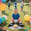 2 x Tinoaly Golf 1st Birthday Hat, Hole in One Party Decorations for Boys First Birthday Celebration Accessories Golf Themed Party Supplies (Blue)