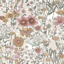 Orainege Peel and Stick Wallpaper Daisy Floral Wallpaper 16.9in x118.1in Boho Floral Contact Paper Self Adhesive Removable Wall Paper for Bedroom Living Room Cabinets Decor Vinyl Roll (Pink/Beige/Yellow)