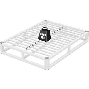 10 Inch King Size Bed Frame with Rounded Corner and Squeak Free U-Slot Design, Metal Platform Bed Frames 6 Non-Slip Guards, 3500lbs Heavy Duty Steel Slat Support, No Box Spring Needed, White