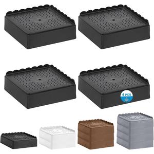 Bed Risers 1 inch, 2 inch, 3 inch, 4 inch Heavy Duty, Adjustable Furniture Riser for Table Desk Couch Sofa Chair Recliner Leg Frame Dorm, Stackable Bed Raisers Blocks (Black 4 Pack, 1 inch)