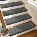 RORA Stair Treads for Wooden Steps Bullnose Non-Slip Stair Carpet, 14 pcs