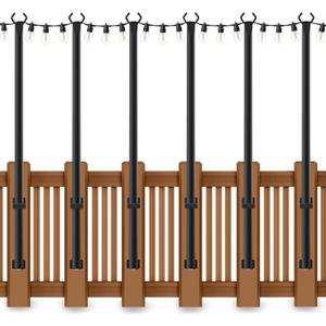 6 Pack 5 Ft String Light Poles, String Light Poles for Outside with Fixing Clips,Metal Poles for Outdoor String Lights, Hanging Light Poles for Deck Fence Garden Backyard Wall Bistro