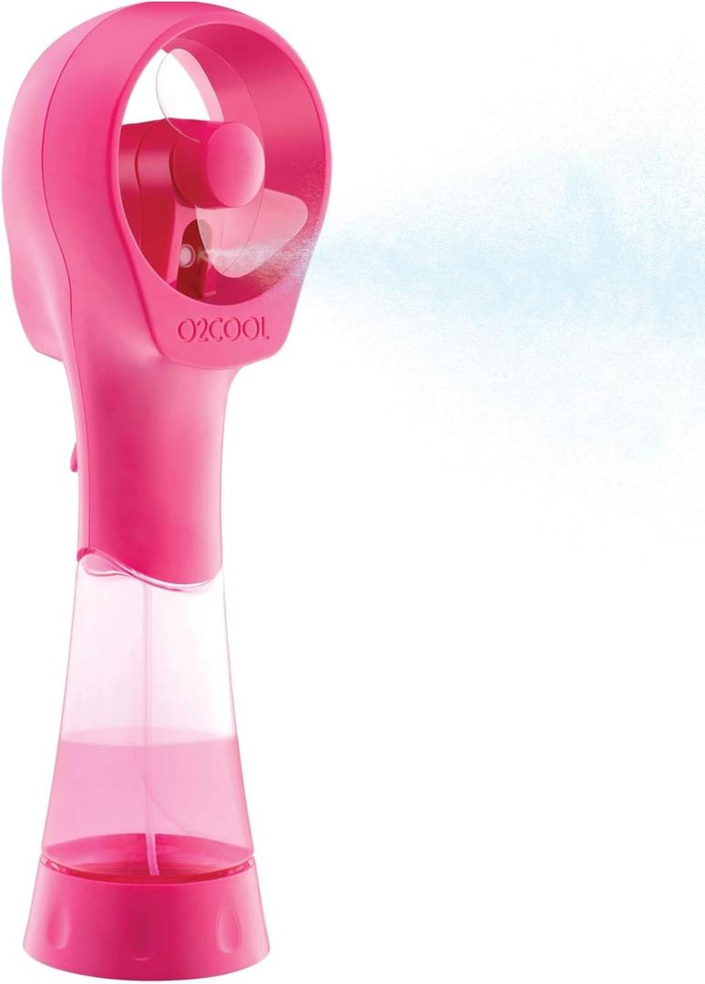 O2COOL Elite Battery Powered Handheld Water Misting Fans (Raspberry)