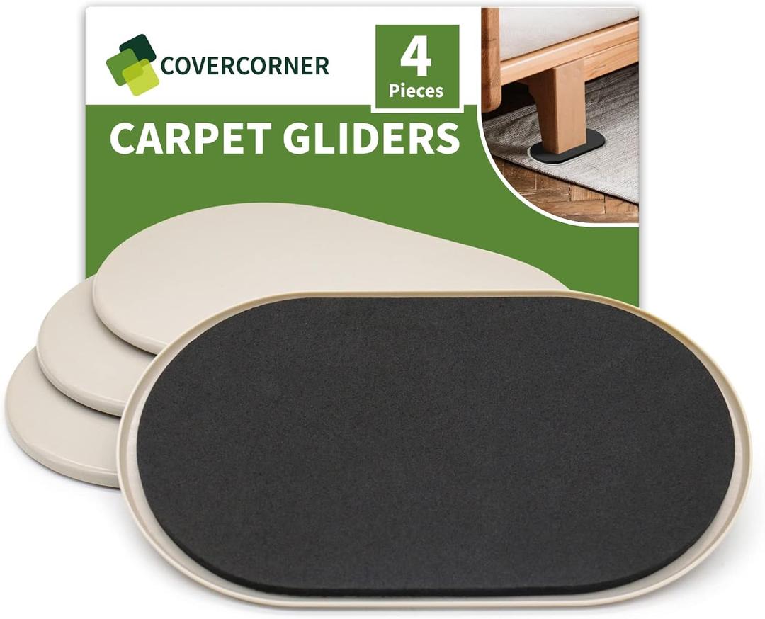 2 x Furniture Sliders for Carpet 4 PCS - 9 1/2 inch Furniture Moving Slider Chair Legs Floors Protectors– Move Your Furniture Easy & Safely (for Carpet)