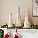 White Paper Christmas Tree, 3 Pcs Tabletop Christmas Decorations with Magnetic Closure, 8" 10" 12" Foldable Reusable Paper Trees for Holiday Table Centerpieces, Mantel & Winter Home Decor