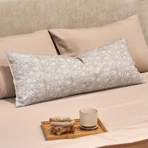 DOMVITUS Floral Pillow Covers, 14x36 Lumbar Pillow Cover, Block Print Pillow Cover, Decorative Accent Throw Pillow Covers for Bedroom Living Room, 1PC, Neutral
