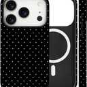 Magnetic for iPhone 17 Pro Case Cute Polka Dot Phone Case, Shockproof Slim TPU and Hard PC Protective Phone Cover Compatible with MagSafe Designed for Women Girls, Black