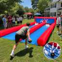 Inflatable Carnival Bowling Game, Giant 2-Lane Bowling Game Inflatable with Blower, Bowling Ball & Pin Sets for Carnival Rental, Backyard Party, Event Games, 26x11x4FT