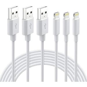 Lightning Cable MFi Certified - iPhone Charger 3Pack 6FT Lightning to USB A Charging Cable Cord Compatible with iPhone 14 13 12 Mini Pro Max SE 11 Xs Max XR X 8 7 6 Plus 5S iPad Pro Airpods - White