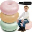 Lewtemi Flexible Seating for Classroom 20 Inch Inflatable Yoga Ball Chair Large Donut Exercise Ball Chair Cushion Seat with Inflator for Kid Student Sensory Balance Home Office
