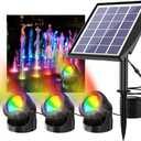 RGB Solar Pond Lights, 13 Lighting Modes Submersible LED Fountain Lights, Smart Auto ON/Off Color Changing Pond Light with IP68 Waterproof for Fish Aquarium Tank Garden Yard Pool, 2200mAh (3-in-1)