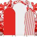 3 Set Christmas Arch Covers 6Ft, 5Ft, 4Ft Red and Green Spandex Fitted Fabric Round Top Stretchy Backdrop Stand Covers for Christmas Wedding Birthday Party Ceremony Anniversary Grad Decoration