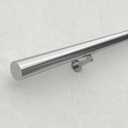 Muzata 8Ft Pre-drilled Stair Handrail 2" OD Round Brushed Wall Mounted Handrail Stainless Steel Safety Hand Rail Indoor Outdoor Stair Hand Railing Wood Concrete Brick Wall, HK27 SL4