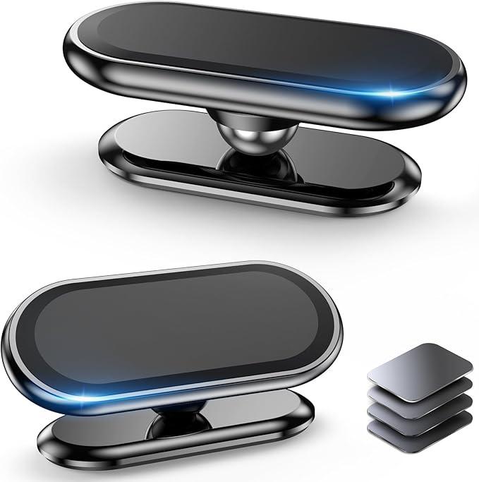 Pack of 2 Magnetic Phone Holde for Car, [Super Strong 8X Magnets] Magnetic Car Phone Holder Mount 360°Rotation Dashboard Phone Holder Magnetic Car Mount for All Kind of Phones. (Black)