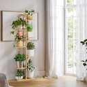 ROSSNY 55 Inch Tall Plant Stand Indoor, 7 Tier 8 Potted Bamboo Plant Stands for Indoor Plants, Corner Plant Stand, Plant Shelf For Indoor, Tiered Plant Stands, Planter Holder for Multiple Plants Indoor, Natural
