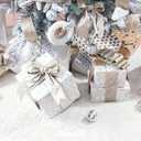 2 x Champagne Velvet Wired Ribbon with Glitter Back 2.5 Inch Ivory and Gold Christmas Wired Ribbon for Christmas Tree Decorations, Gift Wrapping, Mantel, Wreaths Supplies, Topper Bows (10 Yards)