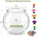 1 Gallon Round Plastic Fish Bowl Set, Crystal Clear Plastic Aquarium for Fish with 5 Decorative Plants and 8.8oz Colorful Stones, Small Fish Tank for Home Decoration