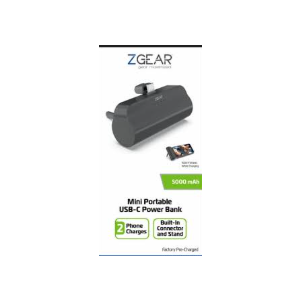 Zgear Mini Portable USB-C Power Bank 2 Phone Charges 5000 mAh