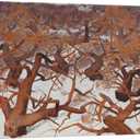 PHOENIX Winter Forest Wall Art Decor Framed Canvas Tangled Tree Subtle Impressionist Rustic Seasonal for Office & Home Living Dining Room Bedroom 16X24 Inch