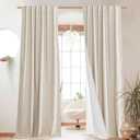 NICETOWN 100% Blackout Linen Curtains for Bedroom with Thermal Insulated White Liner, W52 x L95, 2 PCs, Beige, Long Drapes Sweep The Floor Decorative Keep Privacy Panels for Living Room/Villa