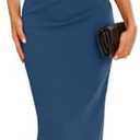 IHOT Women's Sleeveless One Shoulder Bodycon Ruched Slit Wedding Guest Cocktail Midi Dress M