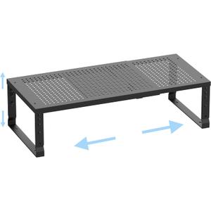 Ipotive Expandable Adjustable Cabinet Shelf Organizer - Stackable Metal Spice Rack for Kitchen Pantry, Countertop, Cupboard & Bathroom (1Pack/Black,Large)