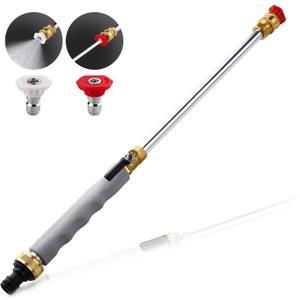 Upgraded Jet Nozzle Power Washer for Garden Hose,Jet Nozzle for High Pressure Hose with 2 High-Pressure Jet Nozzles | High Pressure Washer Tools (18.0 INCH, Gray)