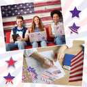 Fullhawl 40 Pcs Patriotic Sticky Notes and Pens Bulk, 20 Star Shape Note Pads to Do List, 20 American Flag Ballpoint Pen 1.0 mm Black Ink Pens Stationery for Home Office Supplies, 3.15 x 3.15 inches
