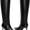 Knee High Boots for Women Pointed Toe Stiletto Long Boots Casual Party Dress Shoes (9, Black)