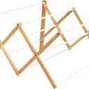 Household Essentials Bamboo and Metal Wall Mount Extendable Drying Rack, Compact Upscale Laundry Rack with 8 Dowels, White, 17.75" H x 28" W x 22.5" deep