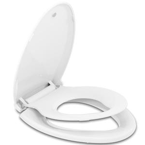 Hibbent Potty Training Toilet Seat, Built-in Magnetic Seat, Lid with Cover, Never Loosen and Slow Close Convertible Toilet Seat for Kids, Adult and Child (White, Elongated)