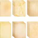 96 Sheets Vintage Style Stationery Paper - DIY Party Invitations, 8.5 x 11 Inch Stained Antique Papers for Letter Writing, Typewriting (Double Sided)