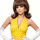 Rugelyss Short Brown Mixed Wig with Bang Retro Bouffant Beehive Wigs fits 80s Costume or Halloween Party