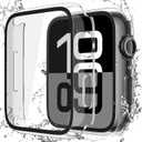 2 x Misxi [2 Pack] Waterproof Hard Case with Tempered Glass Compatible with Apple Watch Series 11 (2025) Series 10 42mm, Ultra-Thin Anti-Fall Cover for iWatch Screen Protector, Crystal Transparent